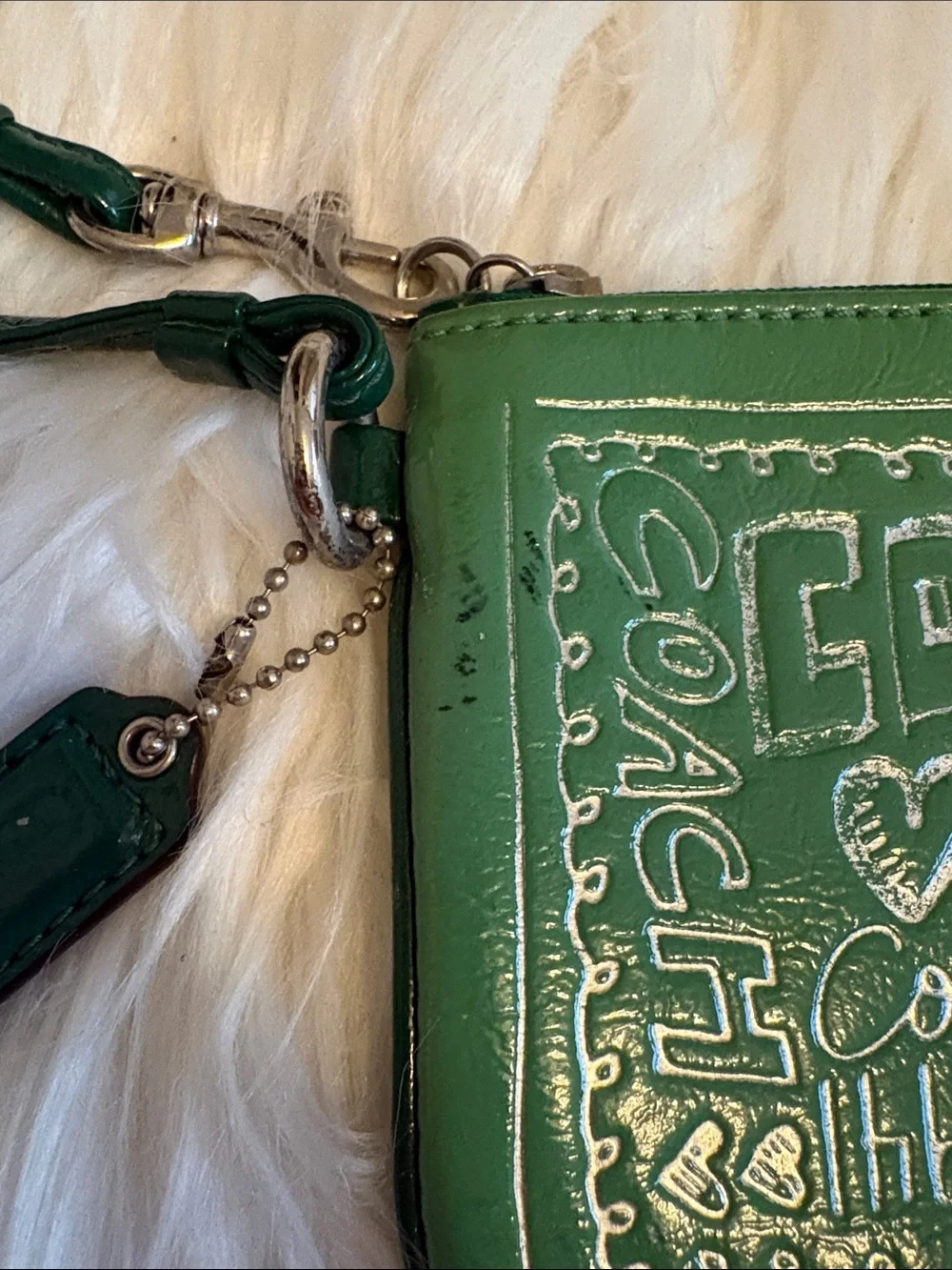 COACH Green Poppy Patent Wristlet Card Case